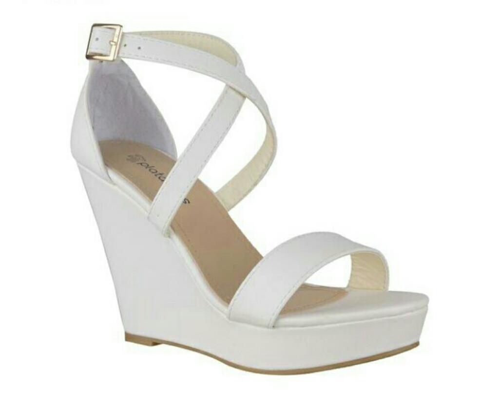 Sandalias Blancas Cn Plataforma Talla 36