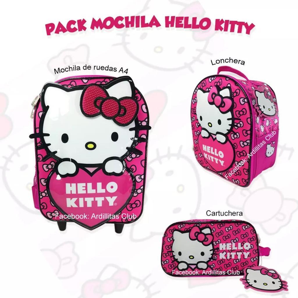 Mochila Hello Kitty con Lonchera Y Cartu