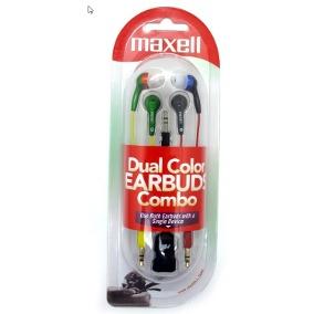 AUDÍFONOS MAXELL DUAL COLOR COMBO EARBUDS. Stereo 3.5mm