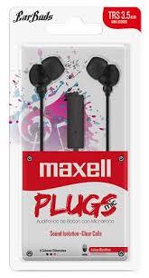 AUDÍFONOS MAXELL PLUGS c/micrófono.Botón Plug 3.5mm.