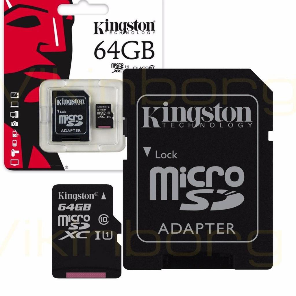 MEMORIA MICROSD 64GB KINGSTON CLASE 10 Velocidad 80mb/s