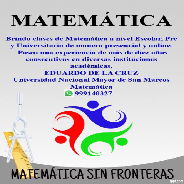 Profesor particular de matematica en lima 999140327 en Lima