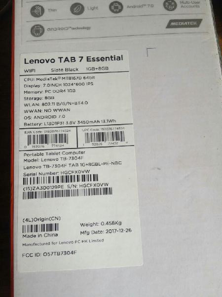 Vendo Tablet Lenovo Tab 7 Essential