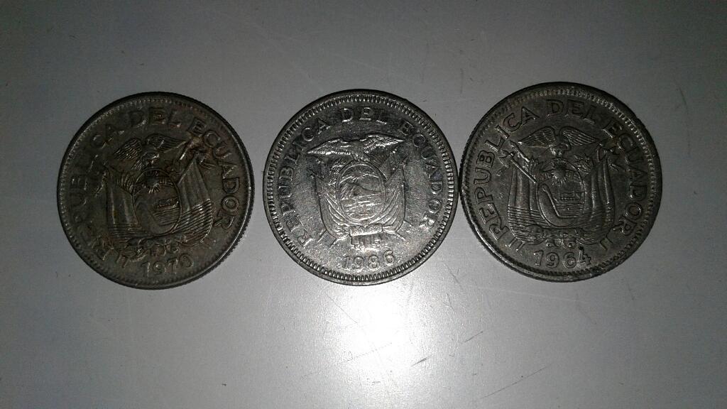 Lote 3 Monedas Antigua Ecuador Un Sucre