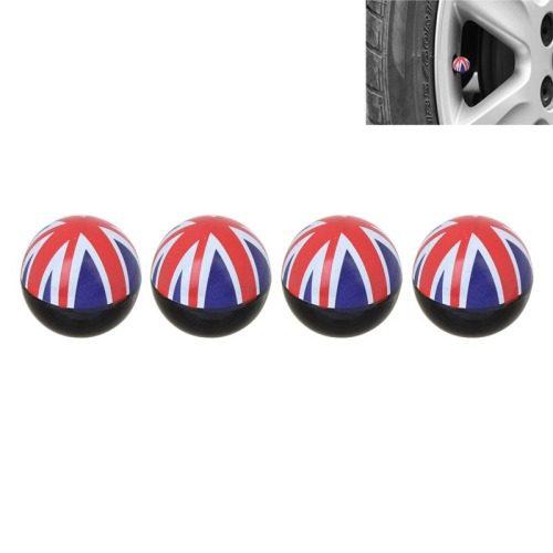 8 Uk Flag Pattern Ball Style Plastic Car Tire Valve Caps