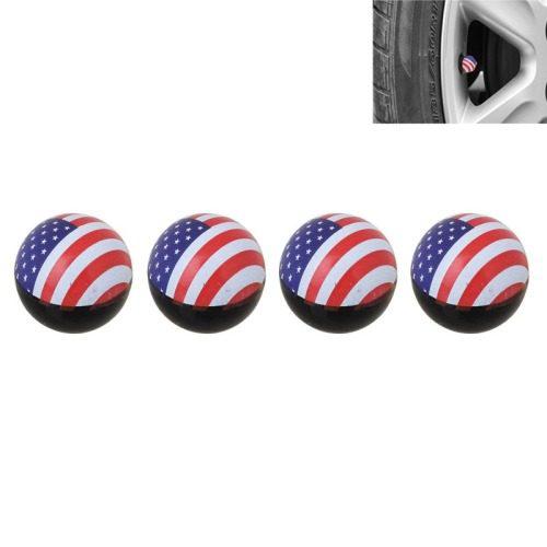 8 Usa Flag Pattern Ball Style Plastic Car Tire Valve Caps