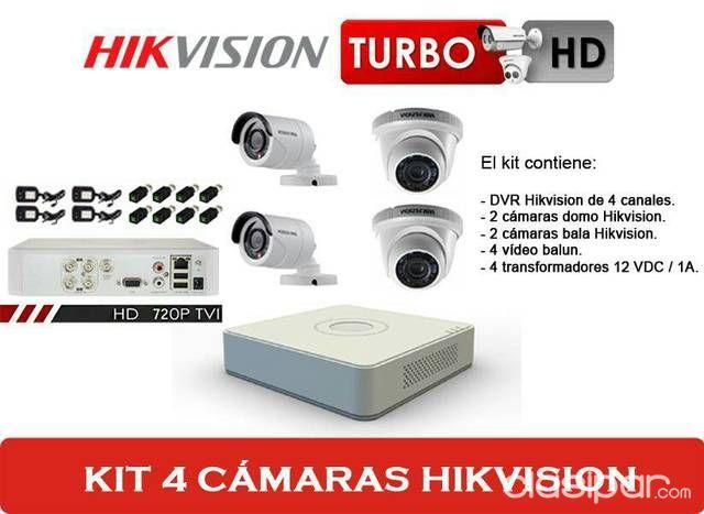 Kit Completo 4 Cámaras Hikvision Hd Cctv Dvr Ezviz Cloud