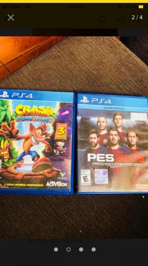 REMAT JUEGOS DE PS4 CRASH Y PES