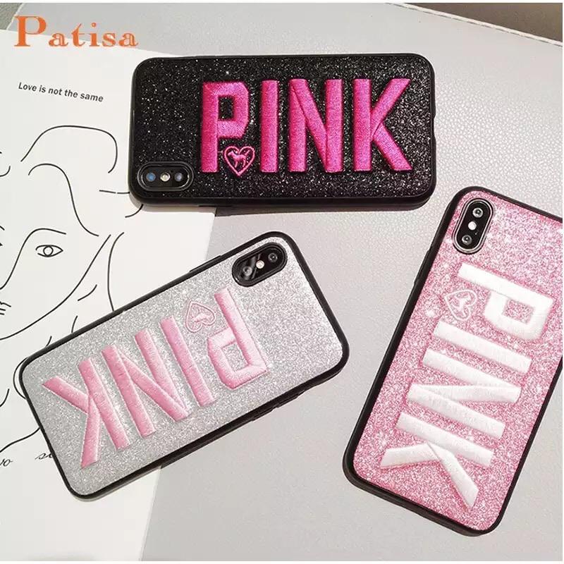 Case Solo para iPhone X Pink Letras Bordadas