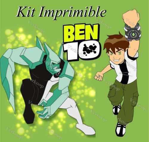Kit Imprimible Ben 10 - Invitaciones Cards Cajas Souvenir