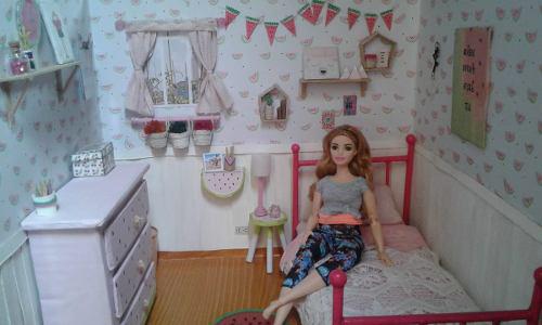 Maqueta De Habitación Estilo Sandia Para Barbie