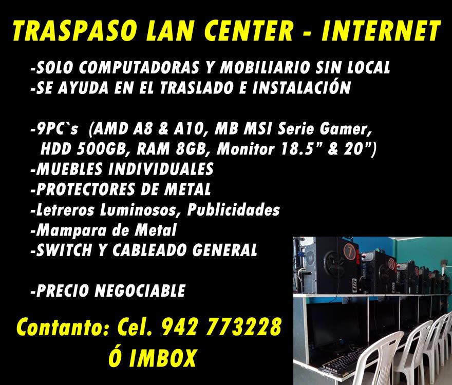 TRASPASO LAN CENTER INTERNET