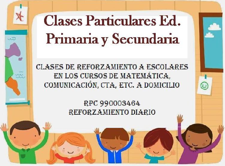 CLASES PARTICULARES ED. PRIMARIA Y SECUNDARIA REFORZAMIENTO