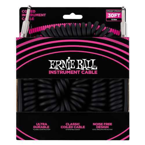 Cable Espiral Para Guitarra Eléctrica Ernie Ball 9m Negro