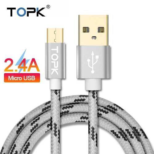 Cable Micro Usb Remallado Carga Rapida Topk 2.4a 1m 1.5m 2m
