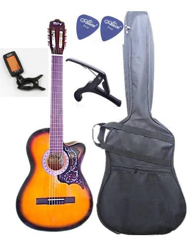 Kit De Guitarra Acustica String +funda+afinador+capo + Puas