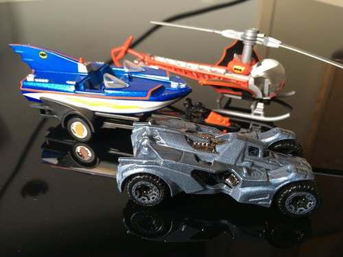 Batman, Helicoptero, Yate Y Carro Dc Comic Hot Wheels
