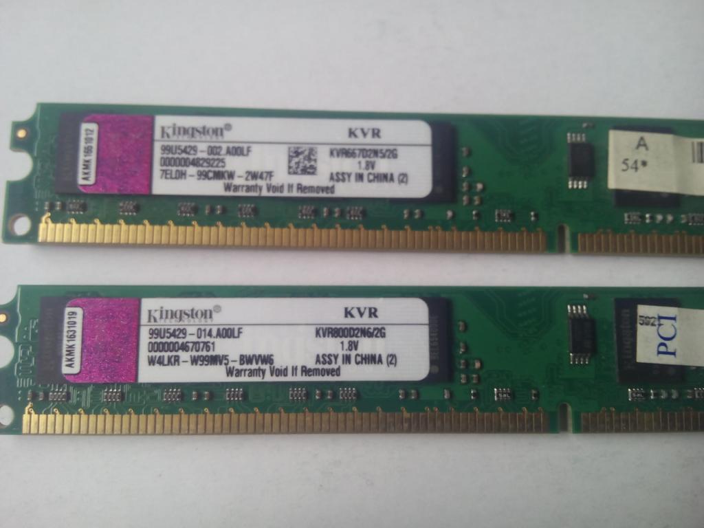 Memorias Ram DDR2 de 2gb cada una