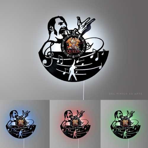 Reloj De Pared Freddie Mercury Queen Luces Led Arte