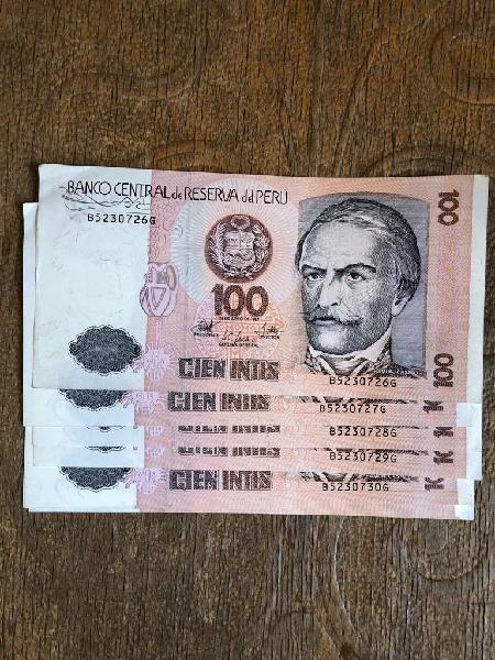 Billetes Nuevos sin Circular 100 Intis