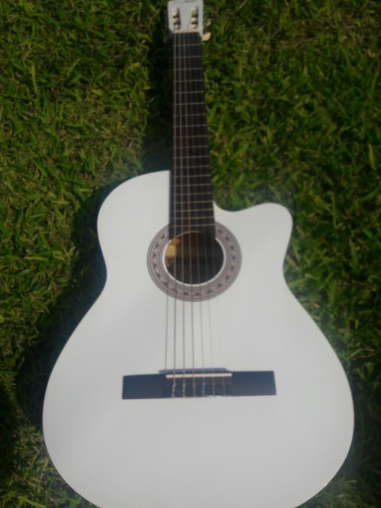 Guitarra Acustica Importada Blanca Deliv