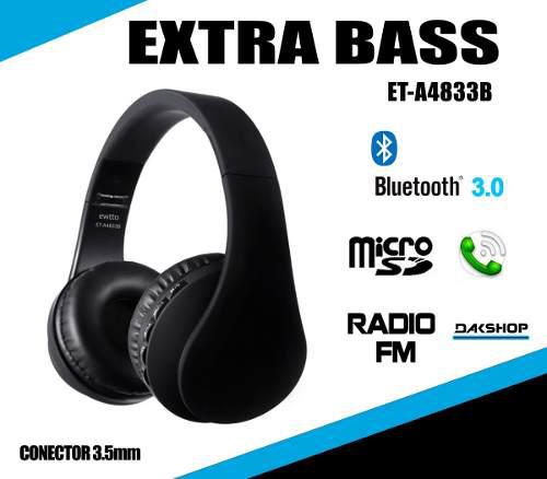 Audifono Bluetooth Ewtto Extra Bass / Radio Fm / Microsd