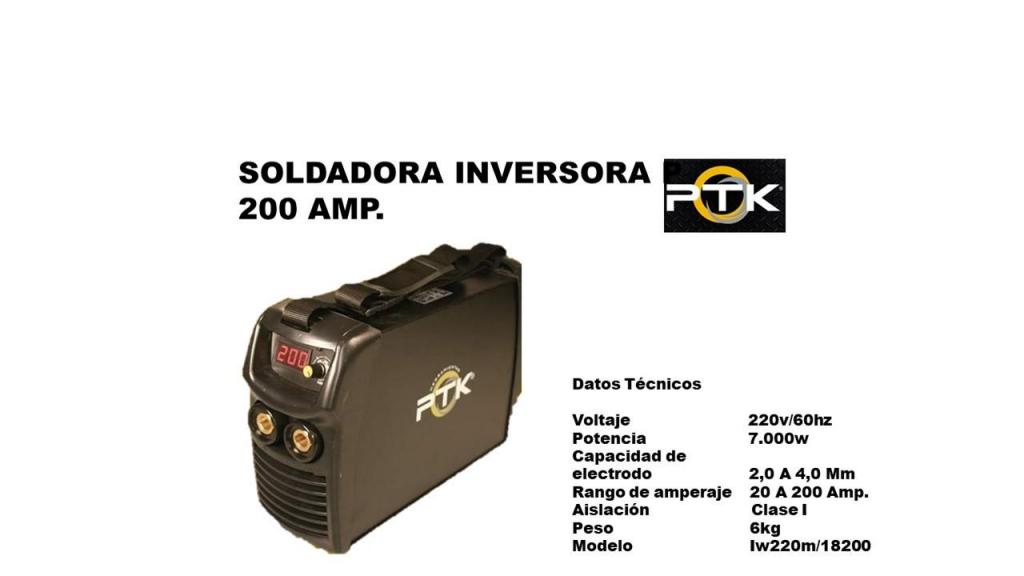 SOLDADORA INVERSORA 200 AMP.