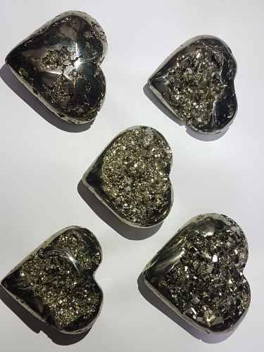 9cms Pirita Piedra Semi Preciosa Tallado En Corazon/unid