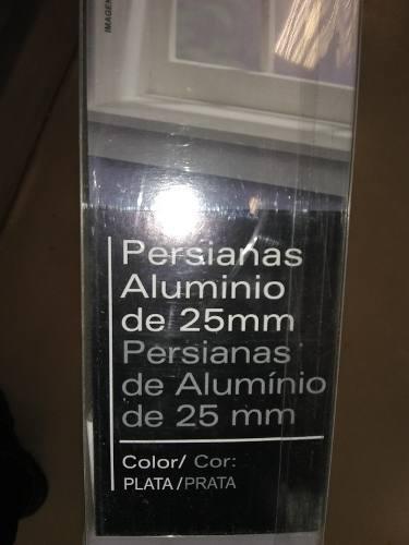 Persiana Horizontal Aluminio Plata Y Blanco 100x100