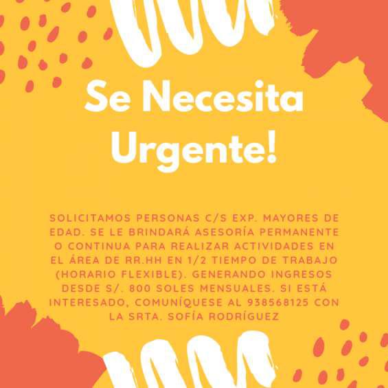 Busqueda de personal urgente! en Trujillo