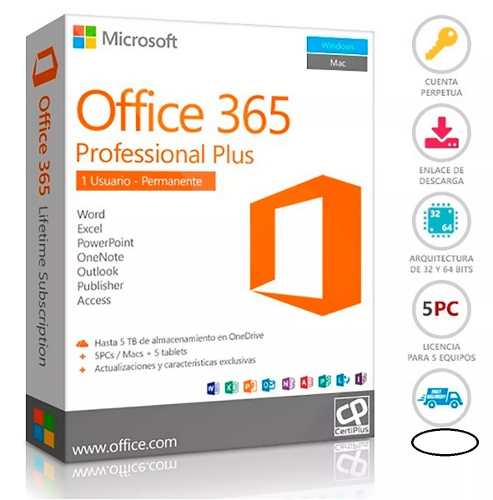 Office 365 Licencia Para 5 Pc's Mac's O Tablets