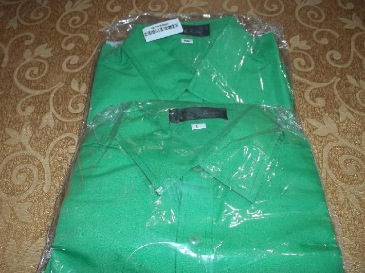 Camisas sport de manga larga marca Shang Xian en color verde