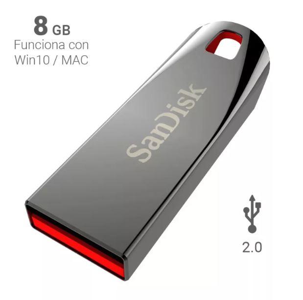 Sandisk Memoria USB 2.0 Cruzer Force 8GB Plateado