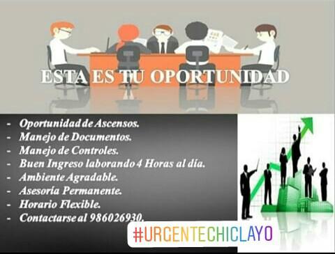 Se solicita personal para trabajo en oficina en Chiclayo