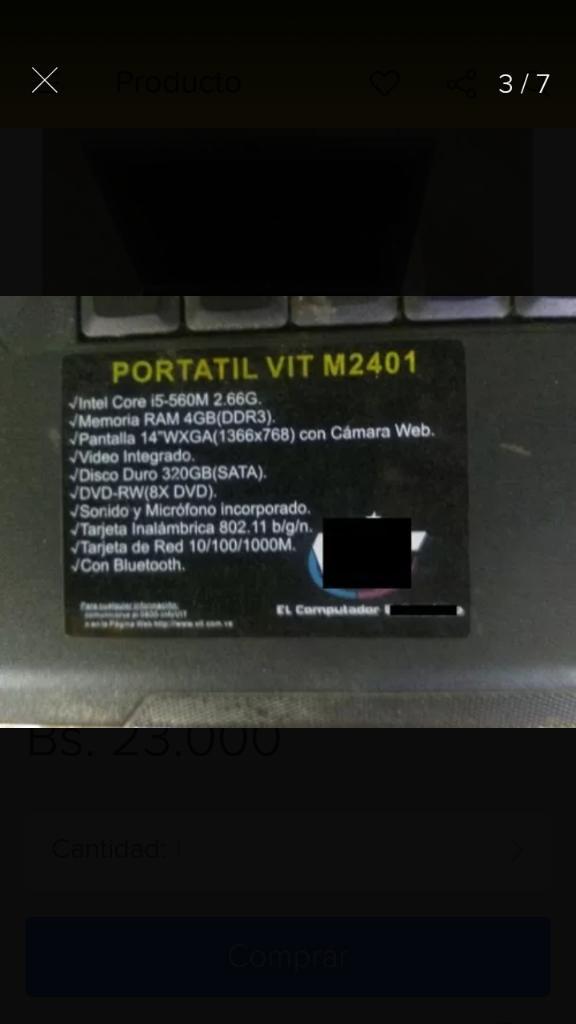 Vendo 3 Laptop M Vit I5 con Cargador