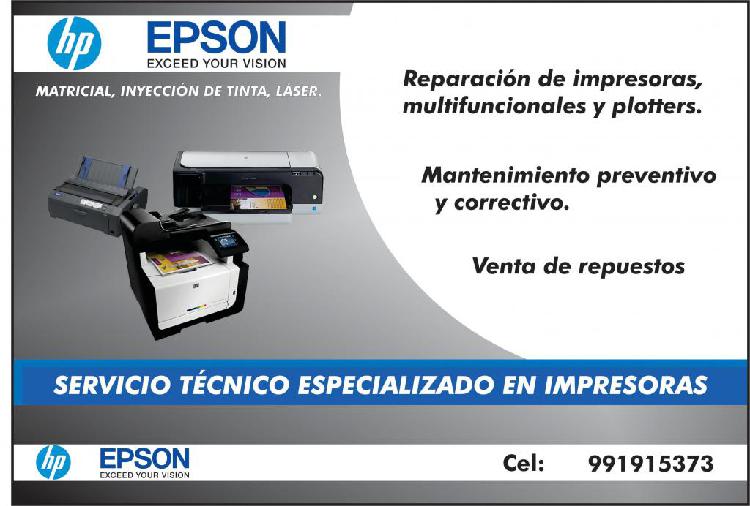 SERVICIO TÉCNICO DE IMPRESORAS HP Y EPSON / Venta de
