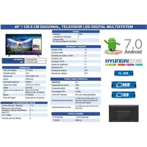 Televisor Hyundai 48 Smart Tv Led Hyled 483intm Android