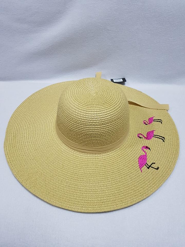 Sombrero Bordado Con Flamenco Rosados