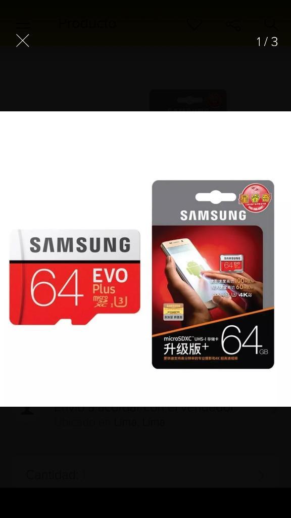 Memoria Micro Sdxc Samsung Evo Plus 64