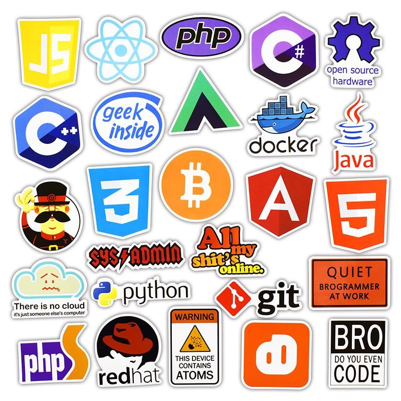 50 piezas Logos Adhesivo: Internet Java JS Php Html Bitcoin