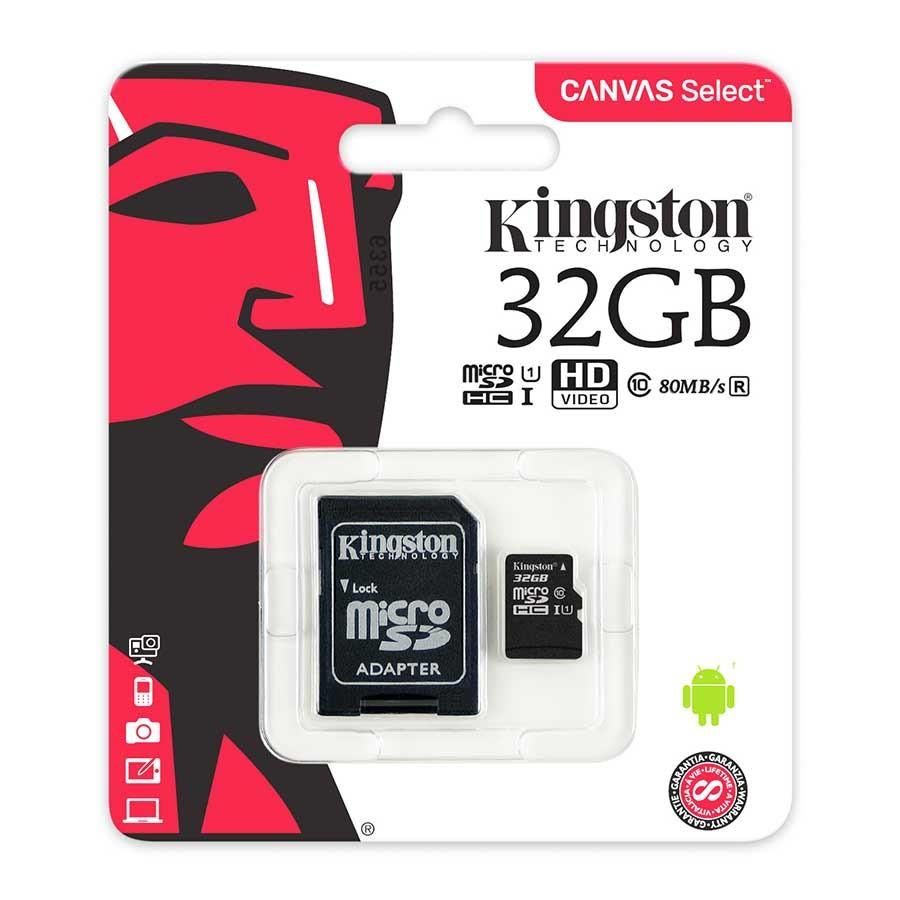 Memoria MicroSD 32GB Kingston Canvas Select, Clase 10