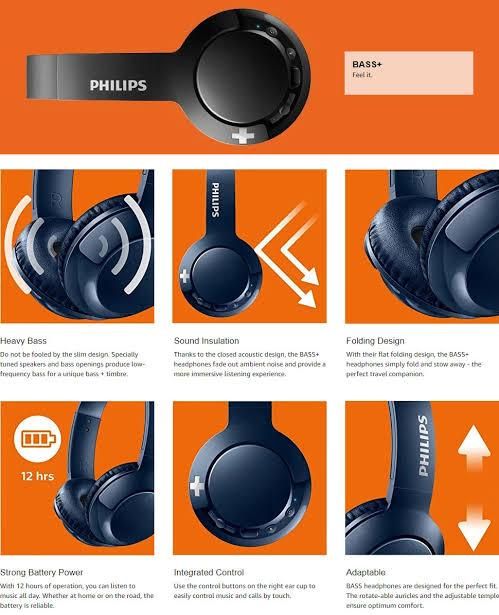 Philips Audifonos Bluetooth Supraurales BASS Negro