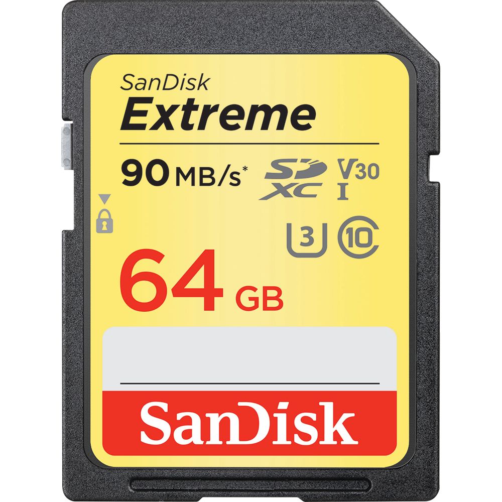 Memoria SD Sandisk 64GB Extreme U3 SDHC 90mb/s 4k Sellado