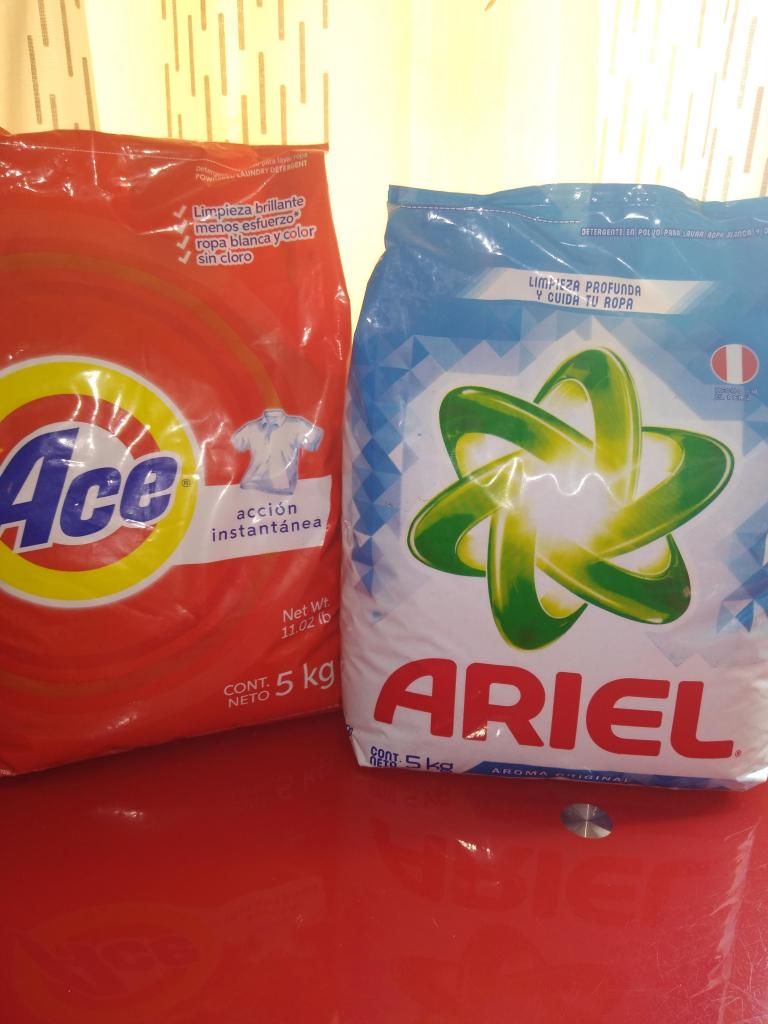 Detergentes 5 kilos ACE y Ariel