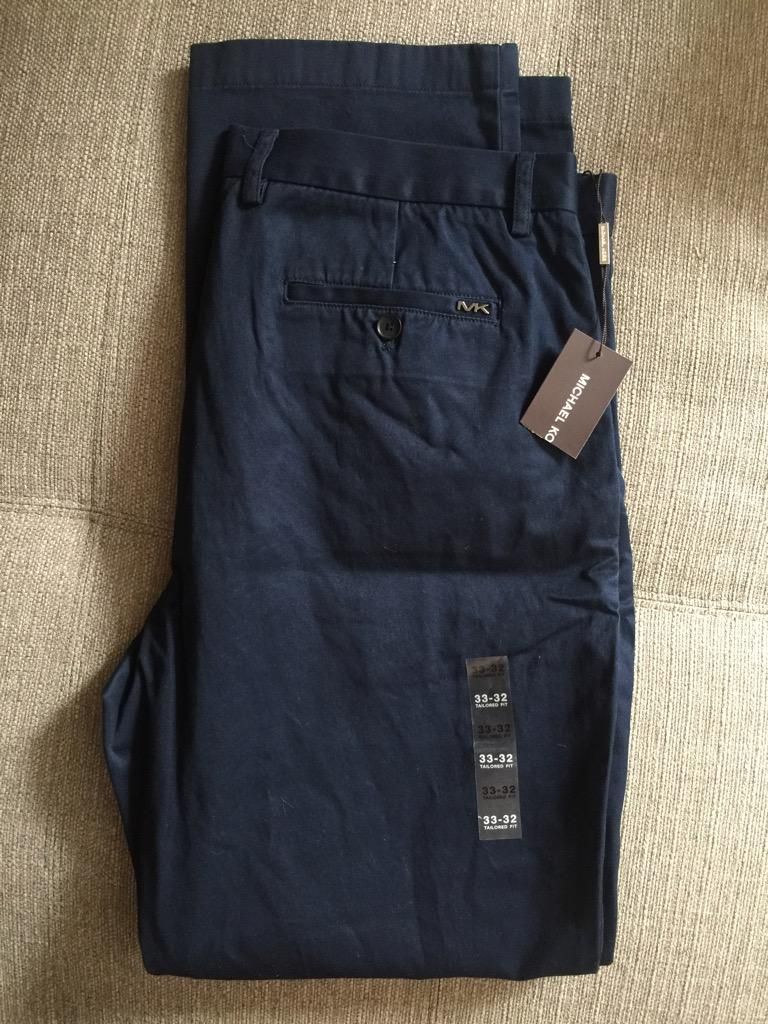 Pantalon Michael Kors Talla 33 Azul marino 100 %algodón