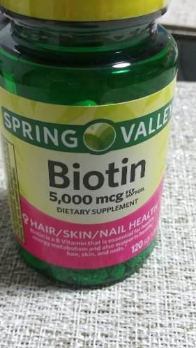 Biotin Biotina 5000 Mcg 120 Pastillas Spring Valley Usa