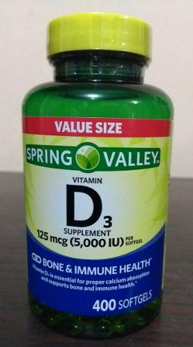 Vitamina D3 125mcg 5000iu 400 Softgels - Spring Valley