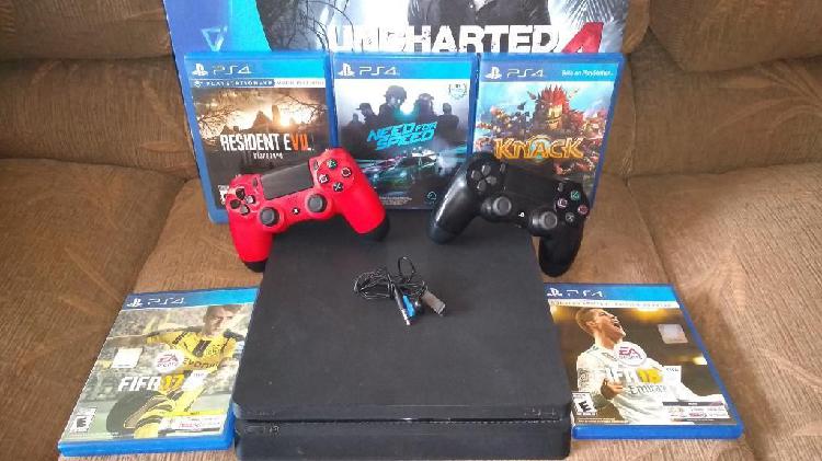 Ps4 Slim 2 Mandos Y 5 Juegos