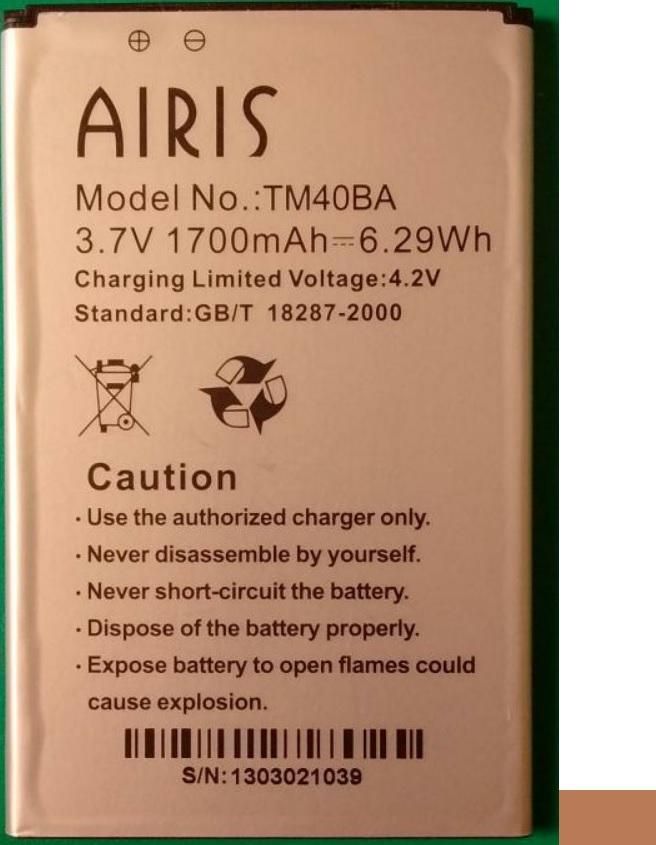 Bateria Y Tapa Airis Original Para Mod.tm400
