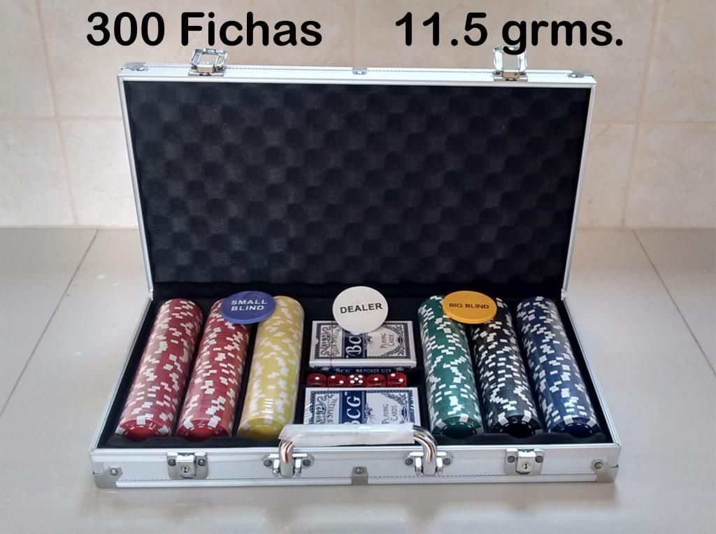 11.5gr 300 Fichas Maleta Poker PV20 VentiladorUSBCelular